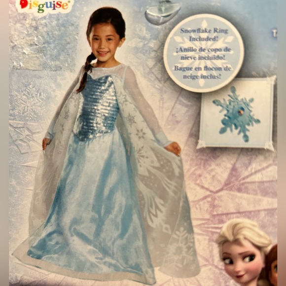 Disney Other - Disney Frozen Queen Elsa Dress with ring costume dress up sz M (7-8)